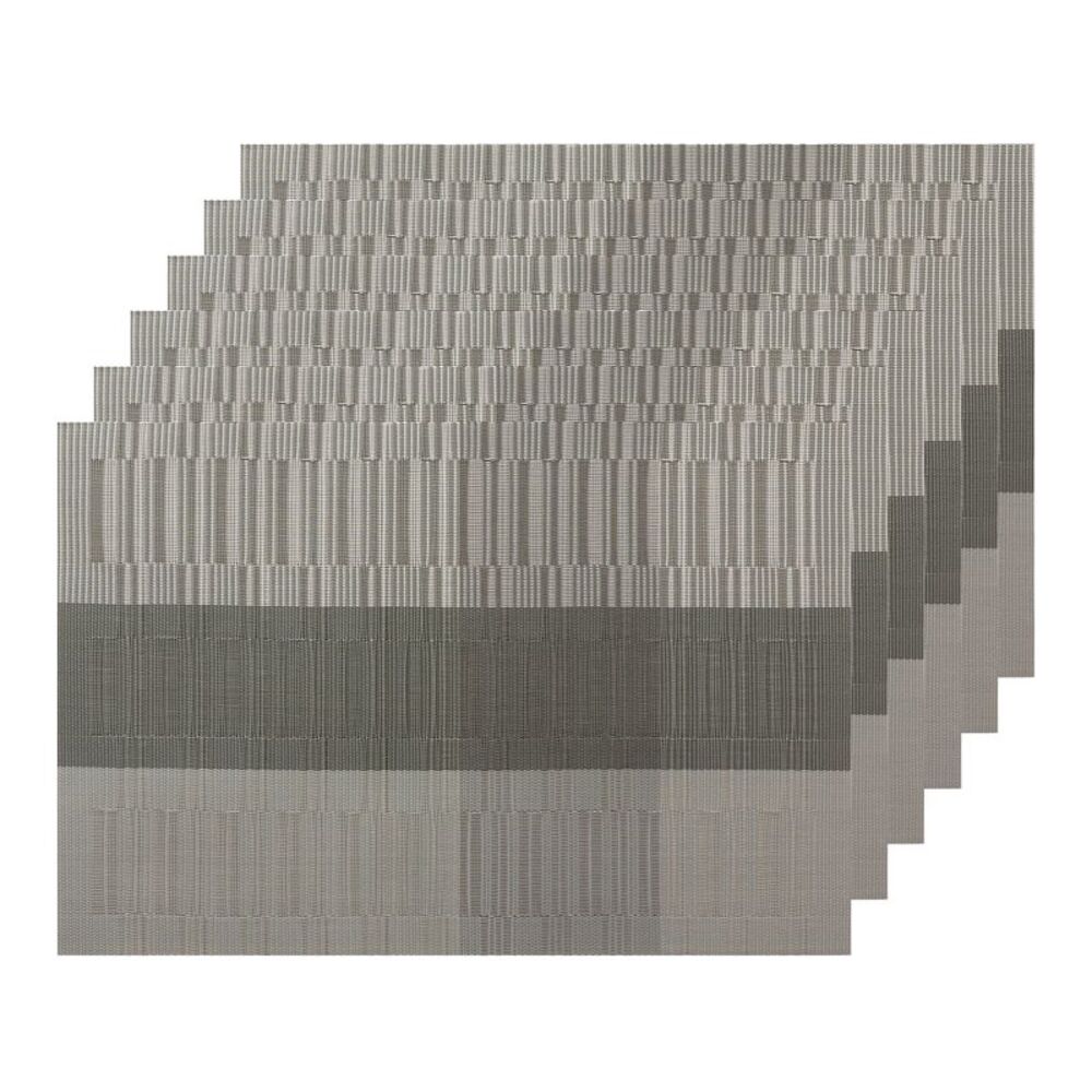 Set of 6 Heat-Resistant Non-Slip Table Mats 18x12 inch Dark Grey